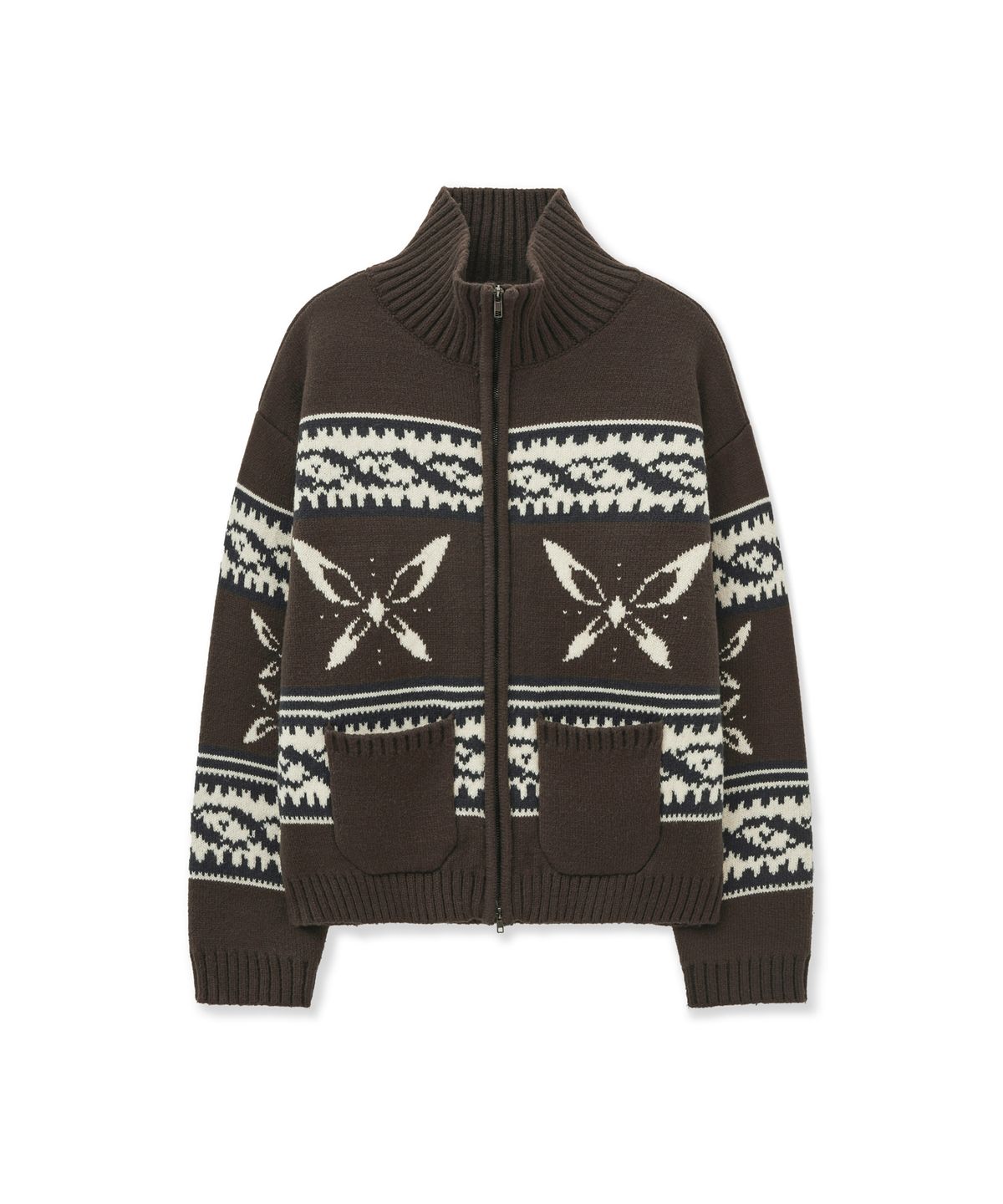포르테나(PORTERNA) COWICHAN ZIP-UP CARDIGAN JACKET-BROWN
