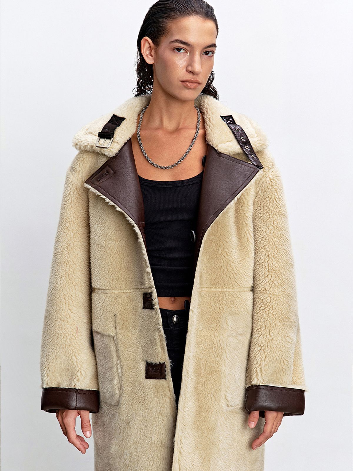 해브레스(HAVELESS) REY REVERSIBLE SHEARLING COAT BROWN