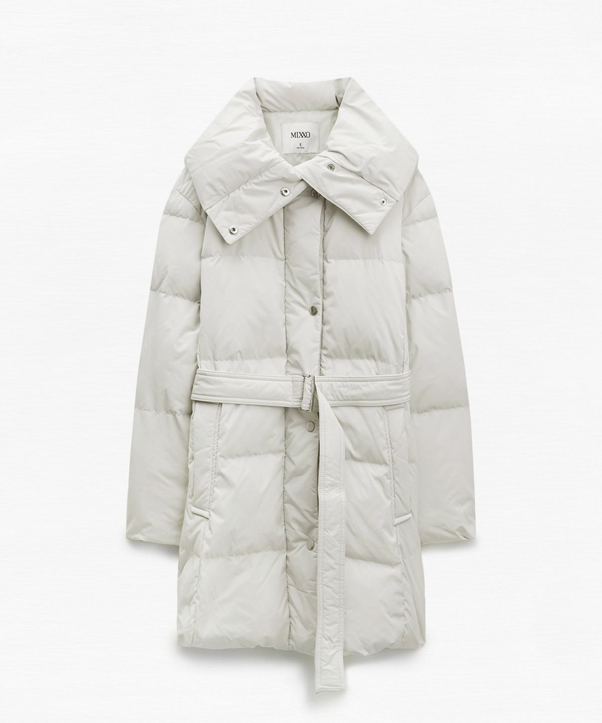 미쏘(MIXXO) 하이넥 벨티드 롱 패딩_MIWJDEV02B