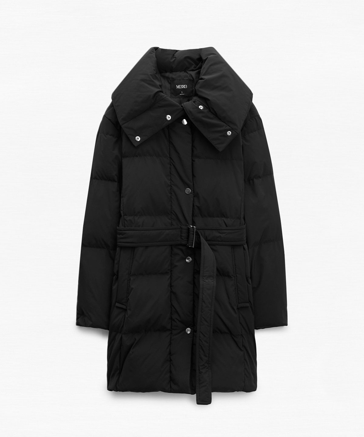 미쏘(MIXXO) 하이넥 벨티드 롱 패딩_MIWJDEV02B
