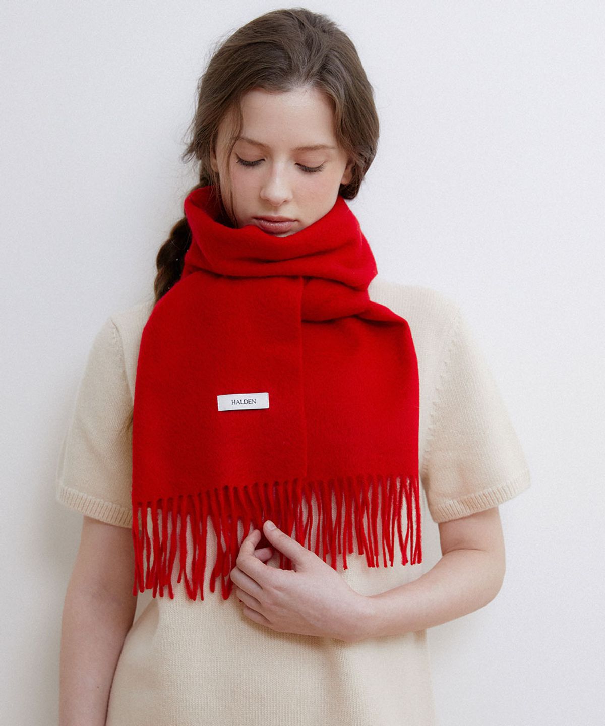 할렌(HALDEN) premium pure cashmere 100 muffler (M043_red)