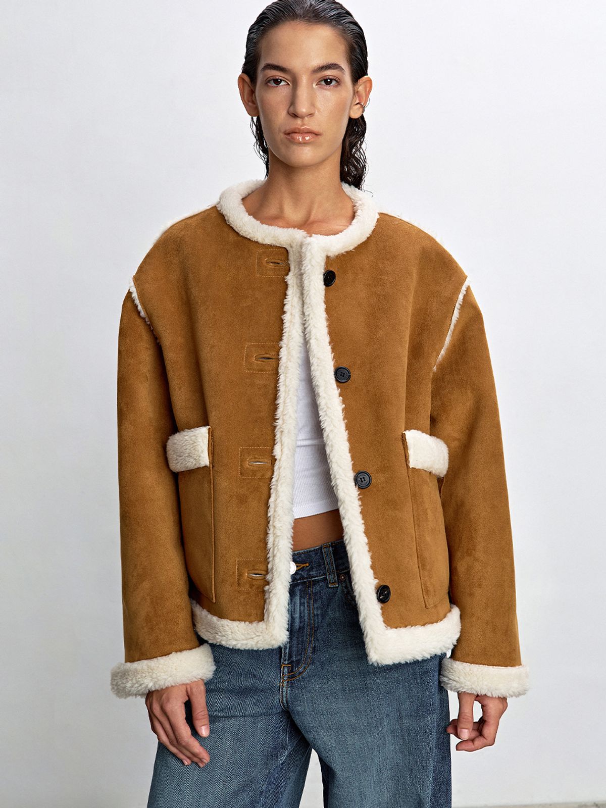 해브레스(HAVELESS) RUCY REVERSIBLE SHEARLING JACKET CAMEL