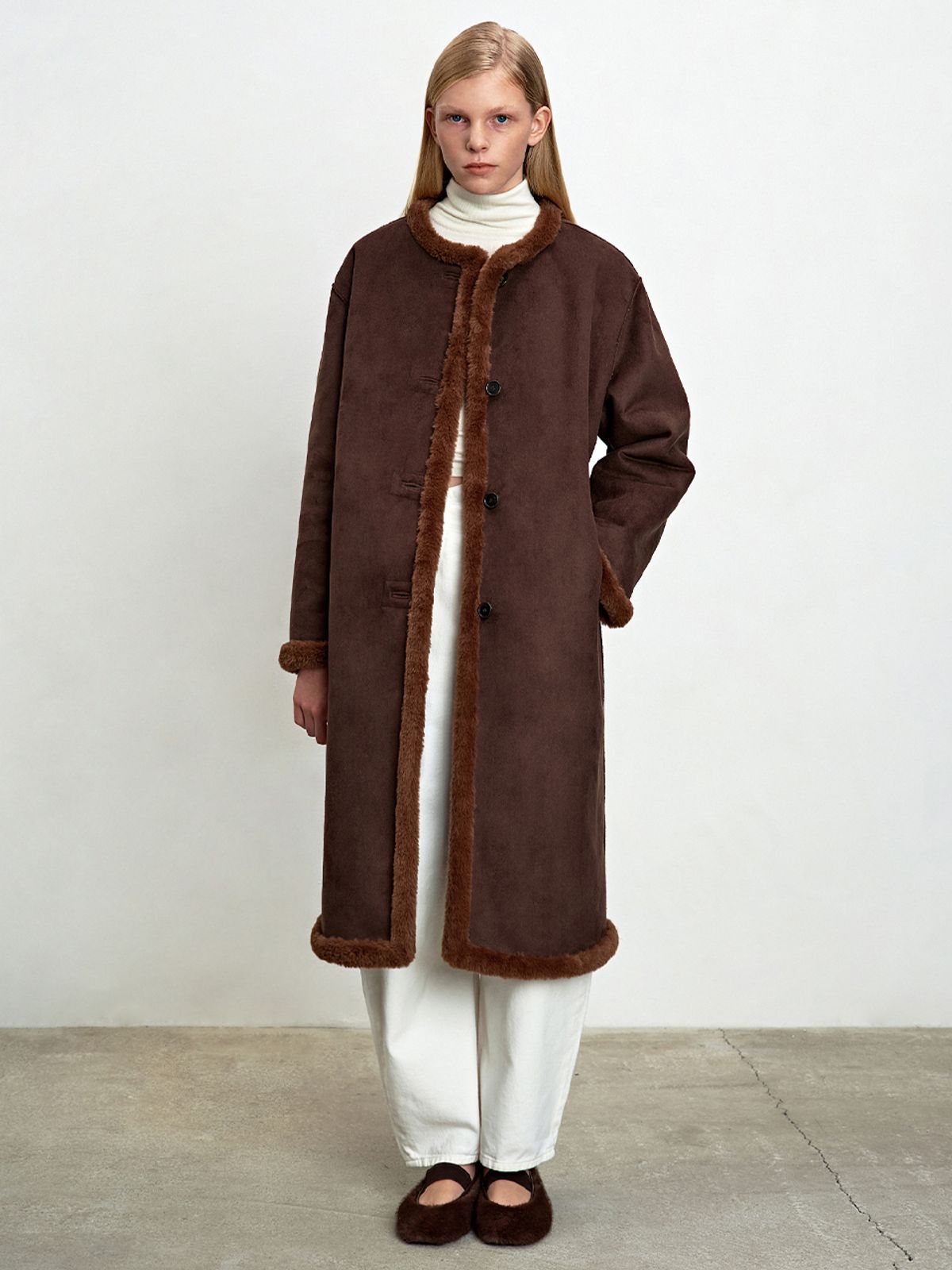 해브레스(HAVELESS) CARYS REVERSIBLE SHEARLING COAT BROWN