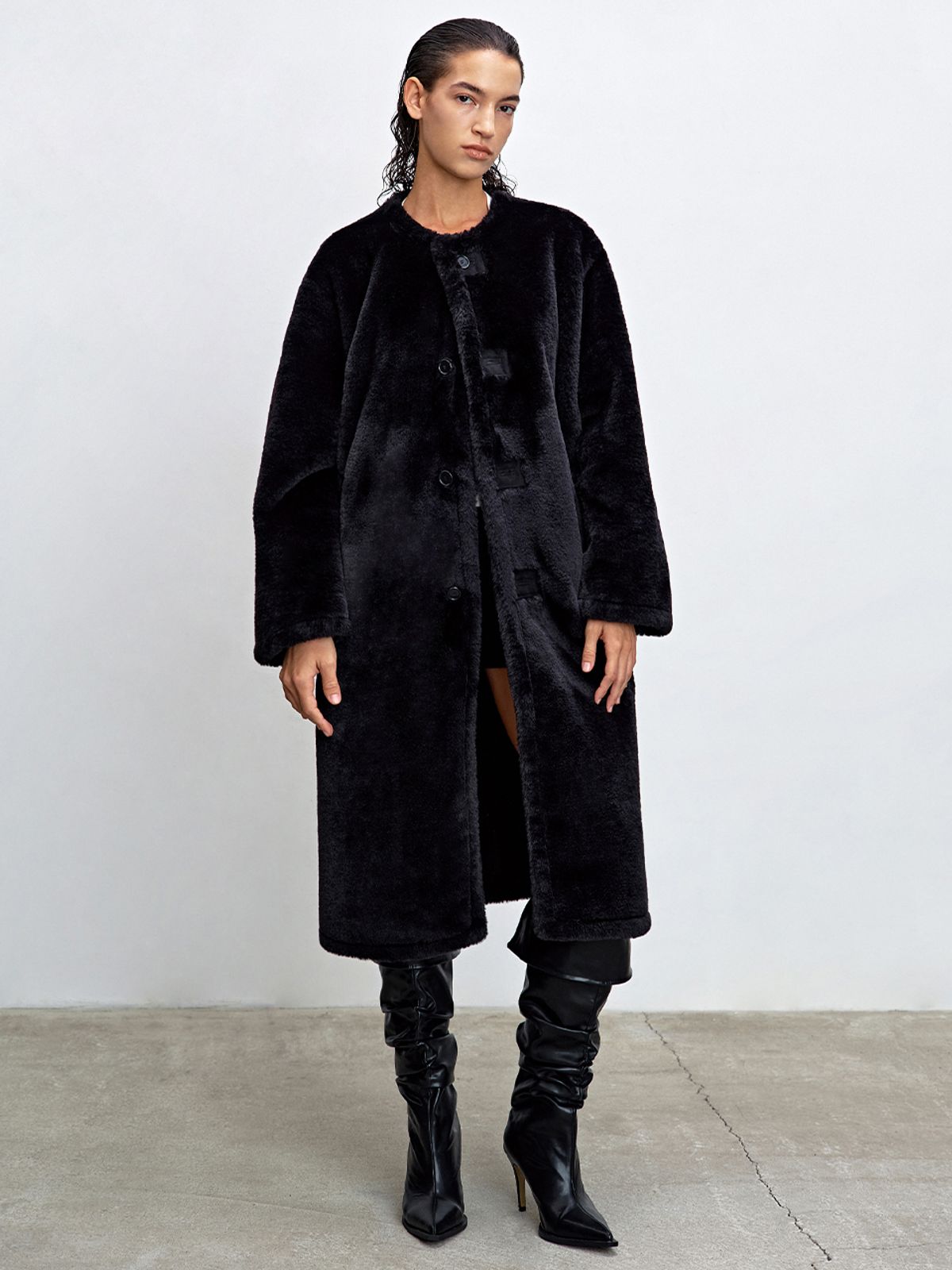 해브레스(HAVELESS) CARYS REVERSIBLE SHEARLING COAT BLACK