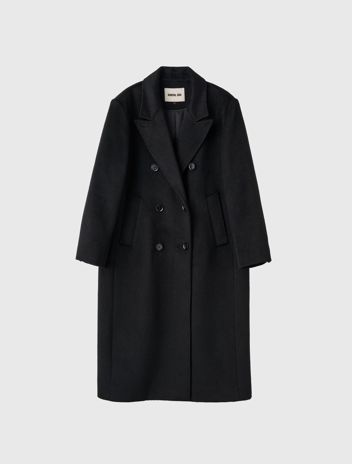 제너럴아이디어(GENERALIDEA) 더블 브레스티드 울 롱코트 [BLACK] / WBE3L10507