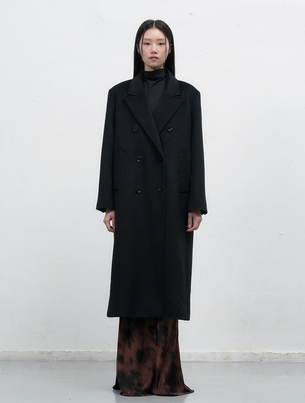 제너럴아이디어(GENERALIDEA) 더블 브레스티드 울 롱코트 [BLACK] / WBE3L10507