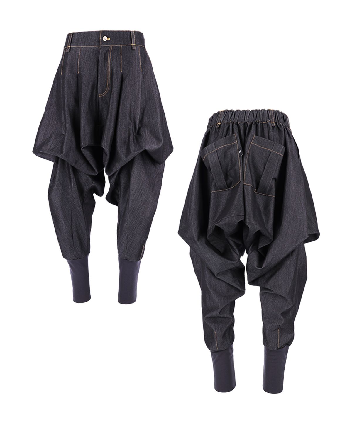 레큘리(RECULER) skirt silhouette baggy pants Like Denim Black