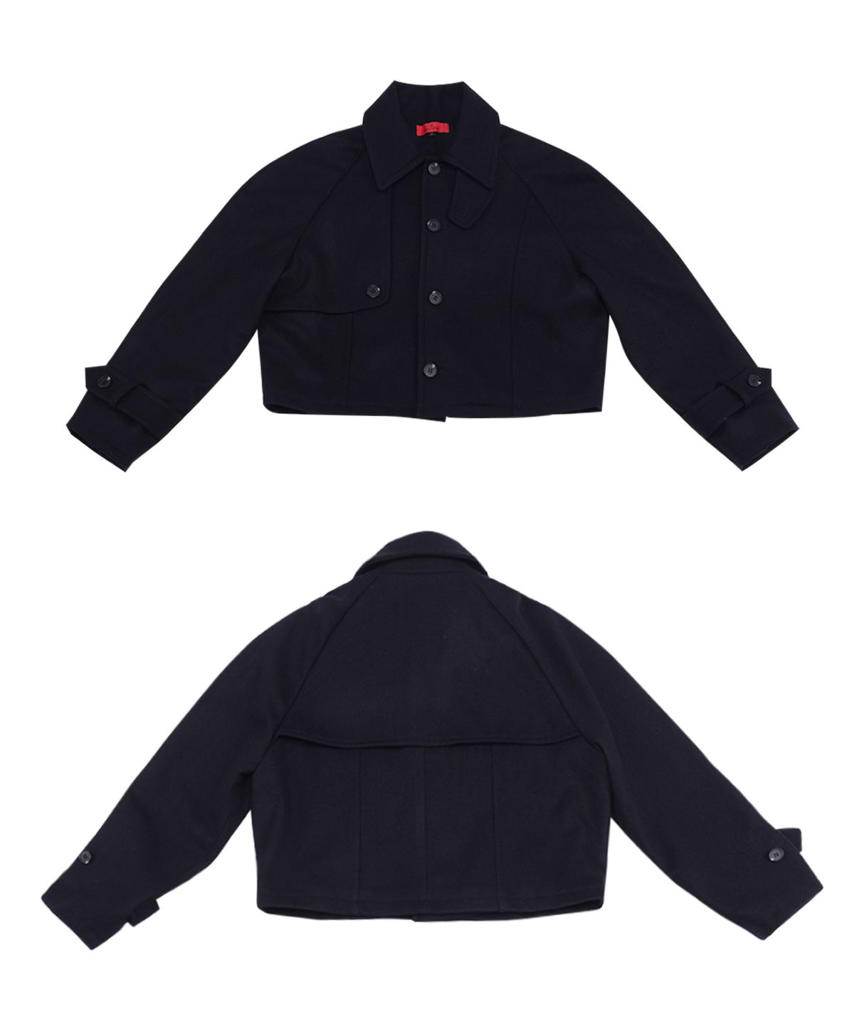 레큘리(RECULER) Reglan trench cropped wool coat  Black