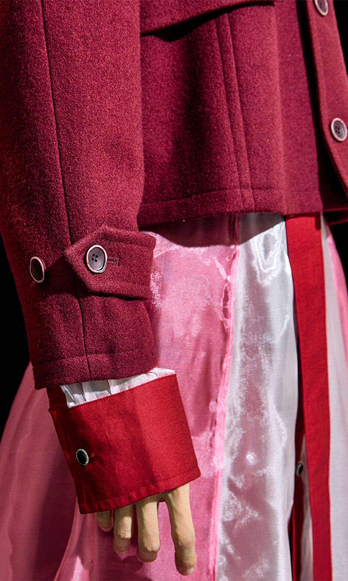 레큘리(RECULER) Reglan trench cropped wool coat  Burgundy