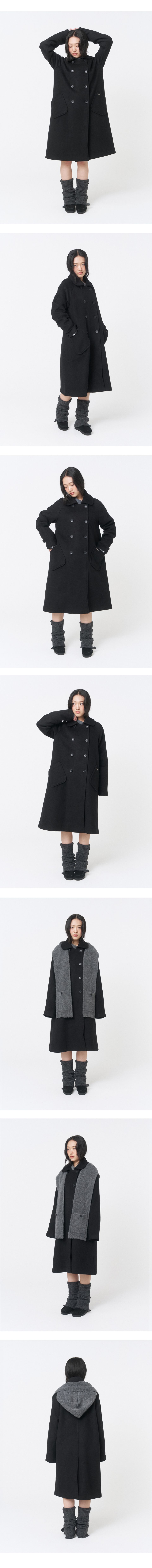 MUSINSA | MISEKI SEOUL Double button long coat BLACK