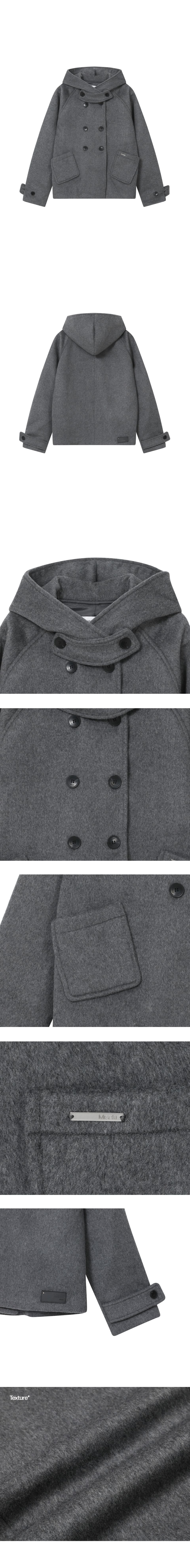 MUSINSA | MISEKI SEOUL Hoodie double button coat CHARCOAL