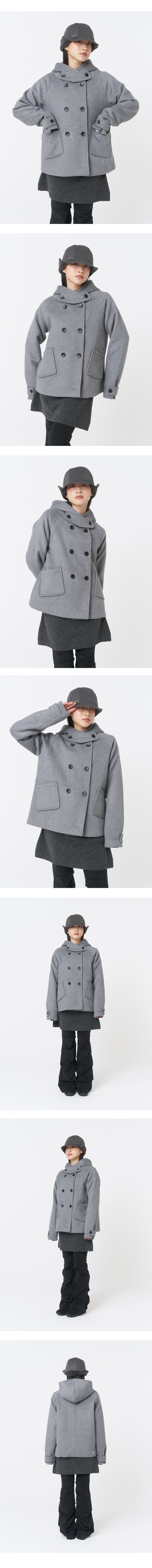 MUSINSA | MISEKI SEOUL Hoodie double button coat GREY