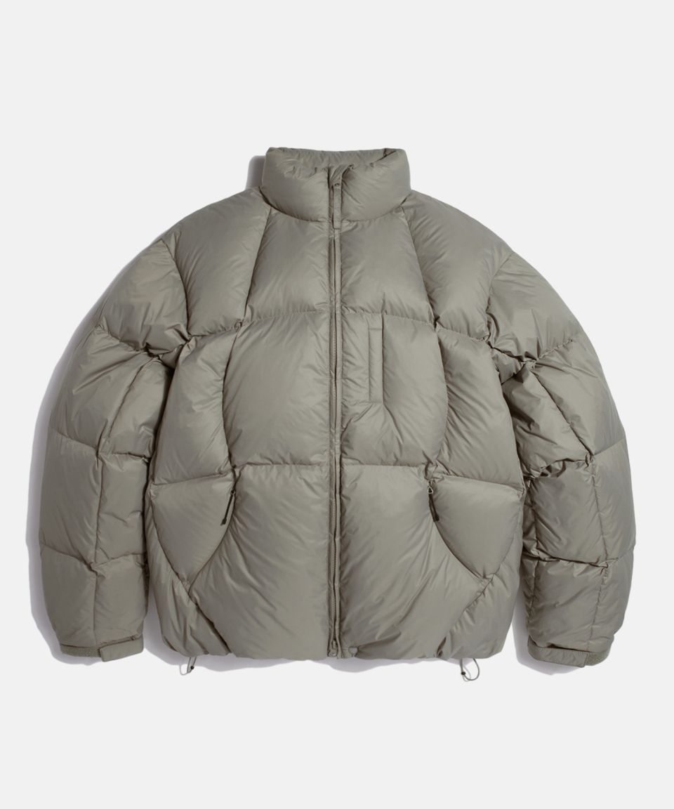 MUSINSA | ESPIONAGE Wave Puffer Down Jacket Stone Grey