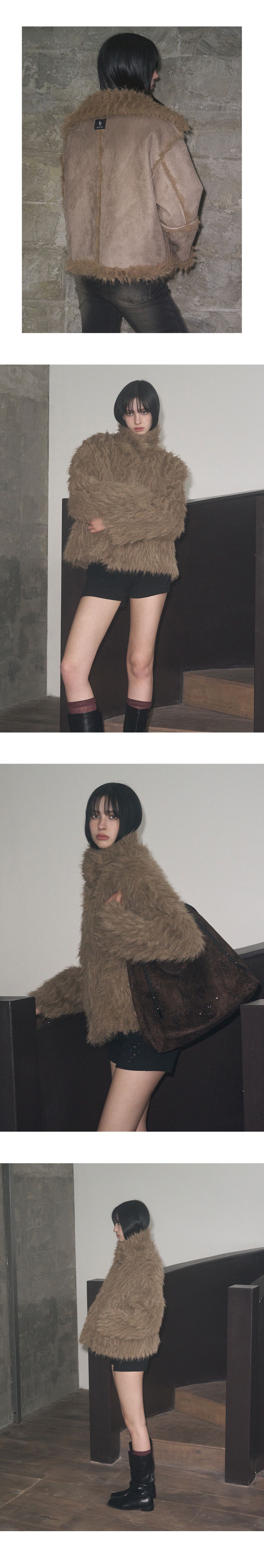 MUSINSA公式 | LEATHERY リバーシブルシアリングファージャケット [モカ]