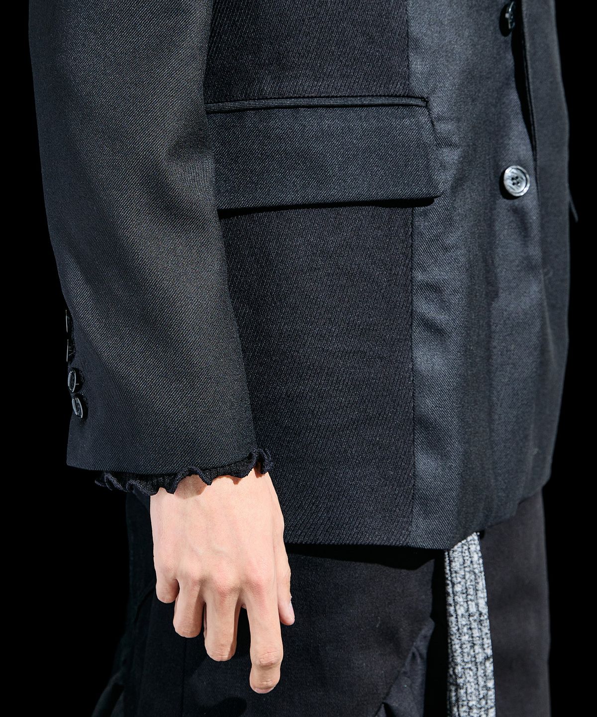 레큘리(RECULER) Two type mixed Jacket Black