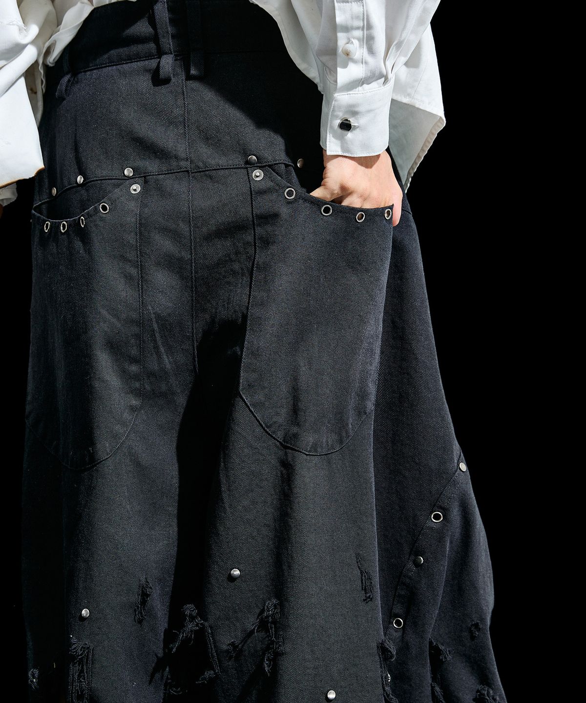 레큘리(RECULER) RE -Wide balloon baggy pants Black