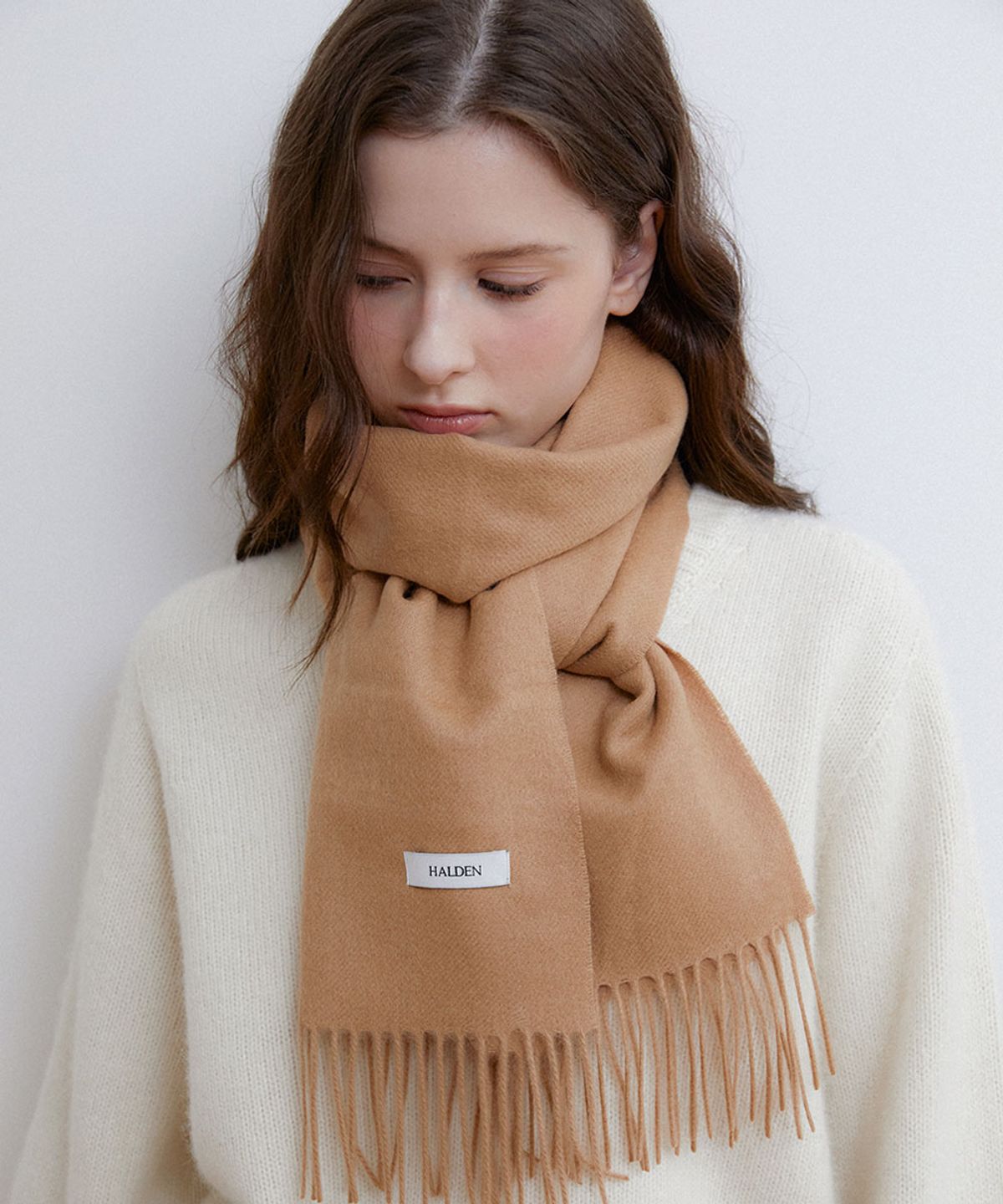 할렌(HALDEN) essential cashmere 100 muffler (M044_camel)