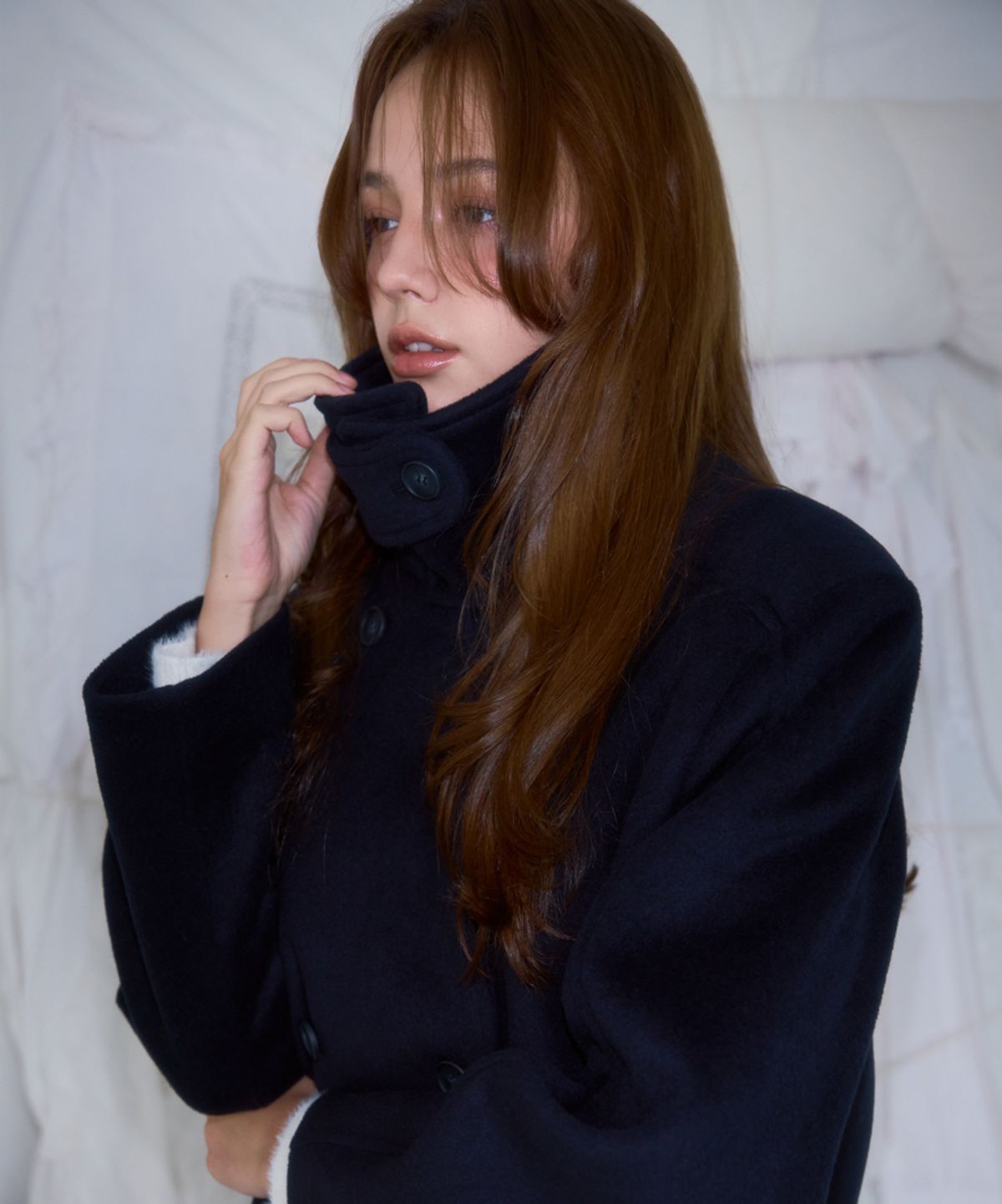 로제프란츠(ROSEFRANTZ) Belt Half-neck Wool Jacket [Dark Navy]