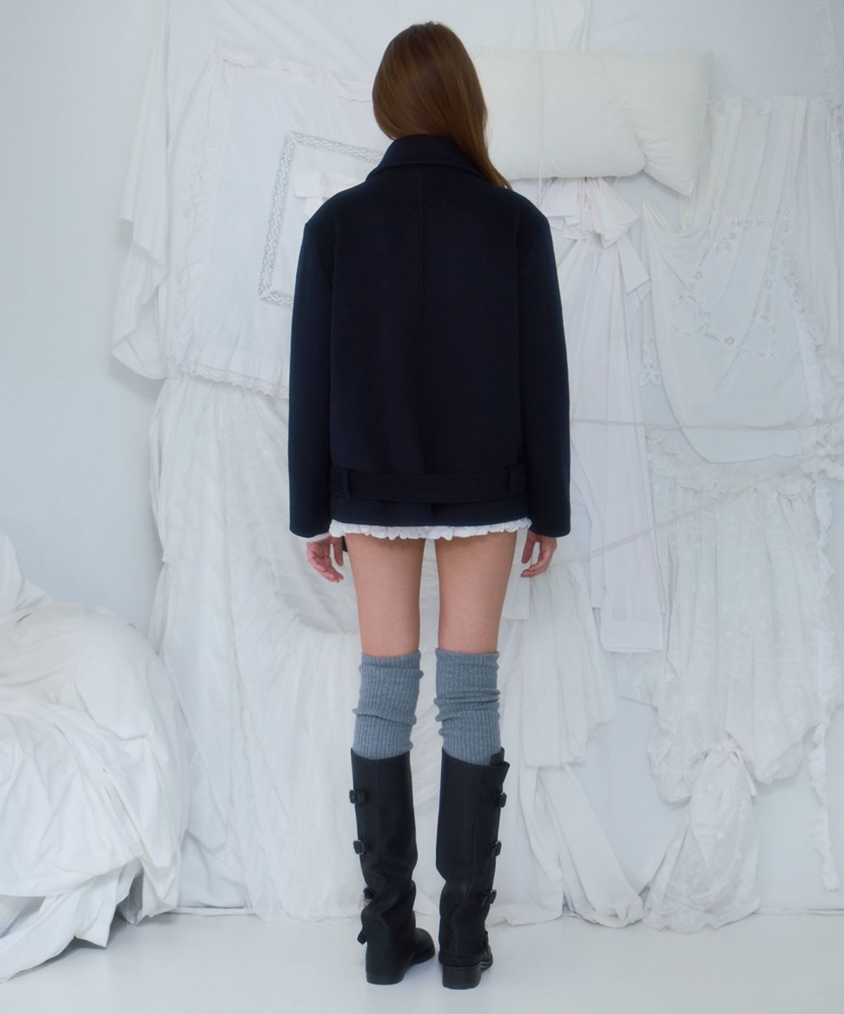 로제프란츠(ROSEFRANTZ) Belt Half-neck Wool Jacket [Dark Navy]