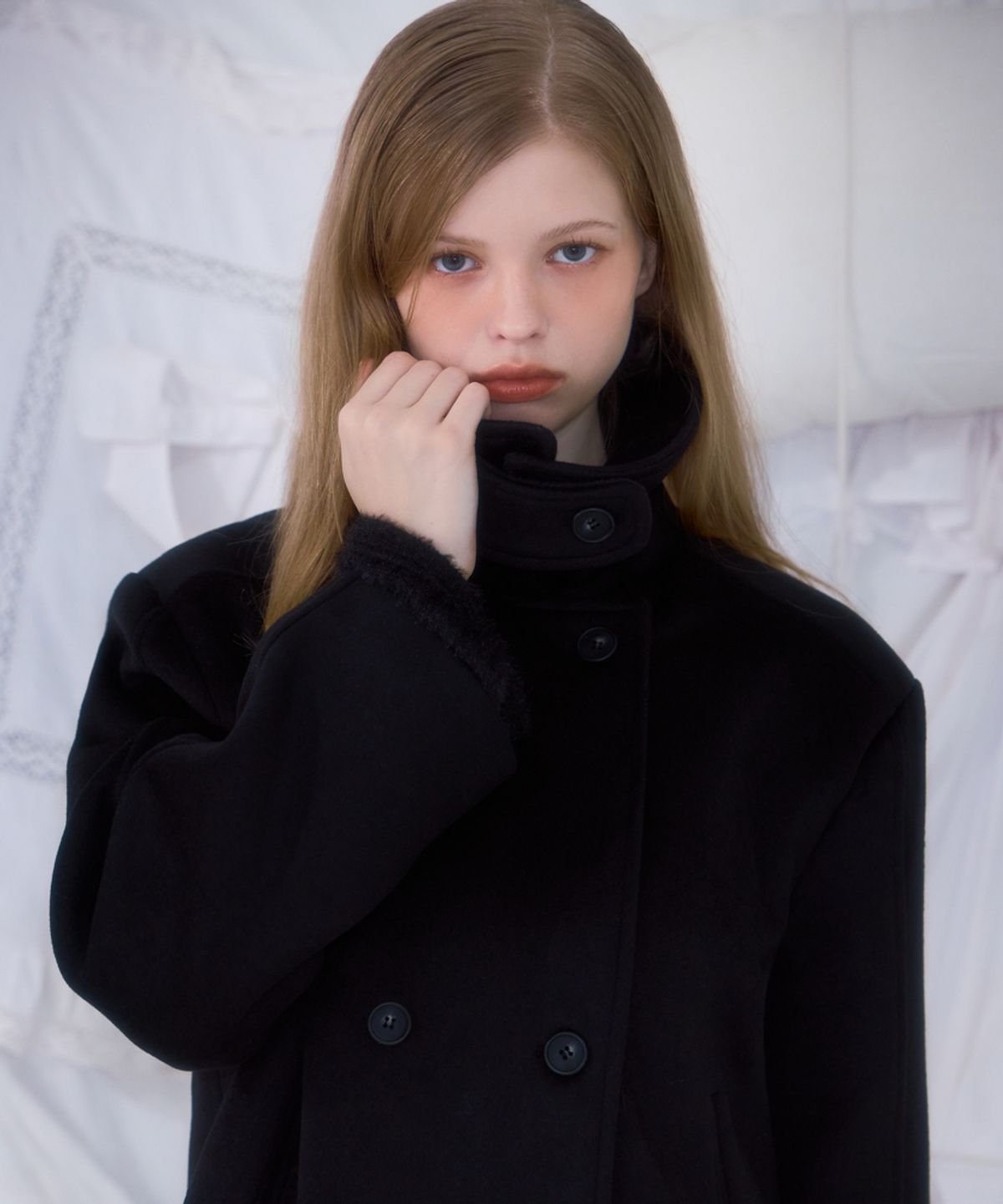 로제프란츠(ROSEFRANTZ) Belt Half-neck Wool Jacket [Black]