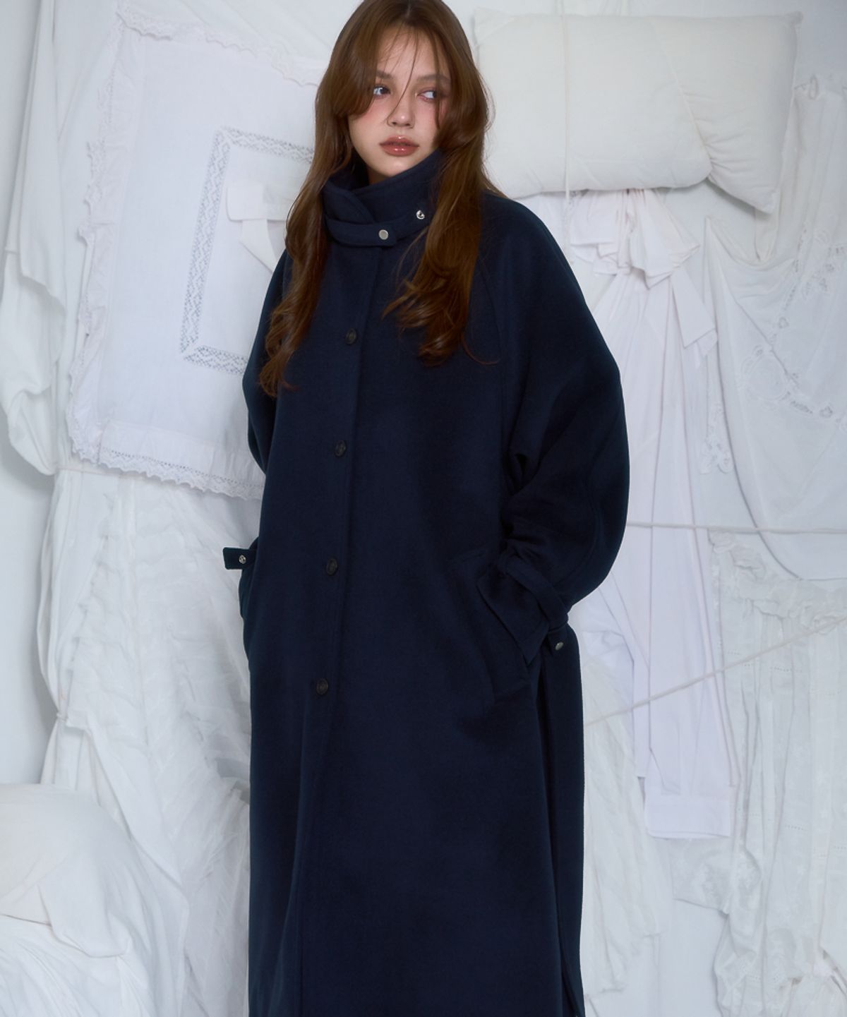 로제프란츠(ROSEFRANTZ) Half-neck Overfit Long Coat [Navy]