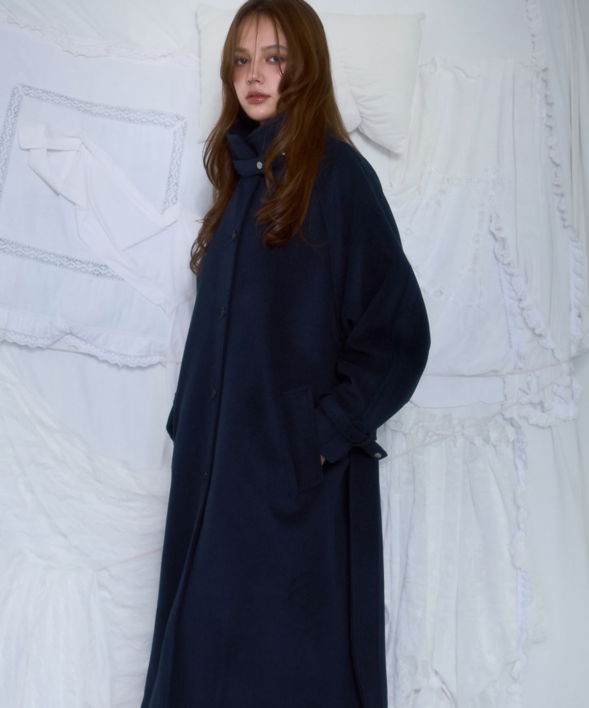 로제프란츠(ROSEFRANTZ) Half-neck Overfit Long Coat [Navy]
