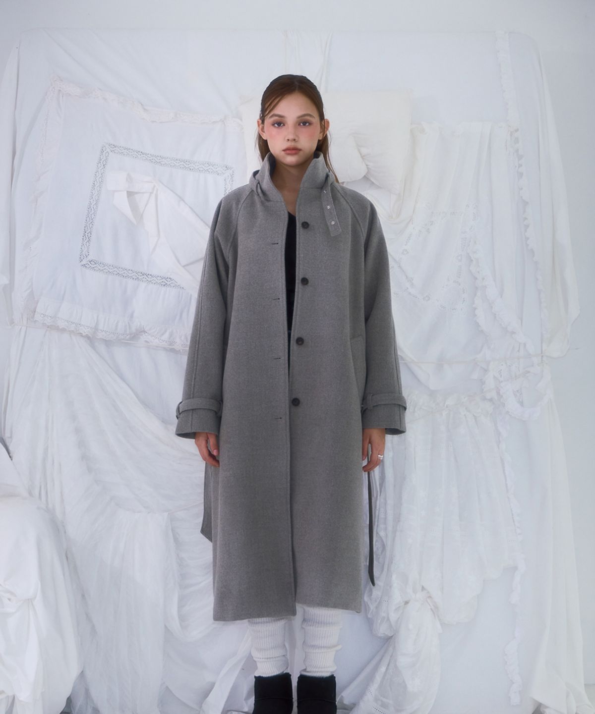 로제프란츠(ROSEFRANTZ) Half-neck Overfit Long Coat [Gray]
