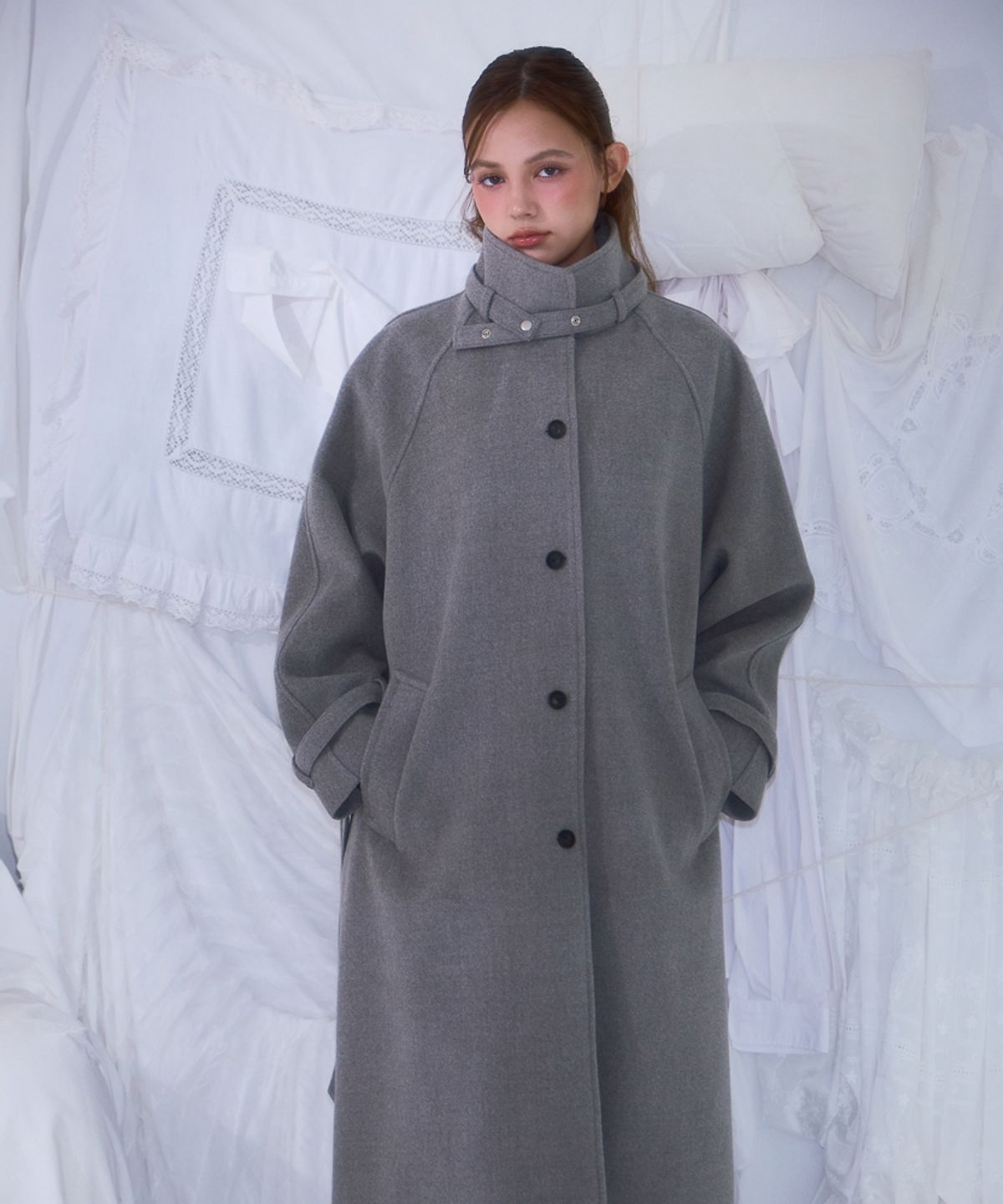 로제프란츠(ROSEFRANTZ) Half-neck Overfit Long Coat [Gray]