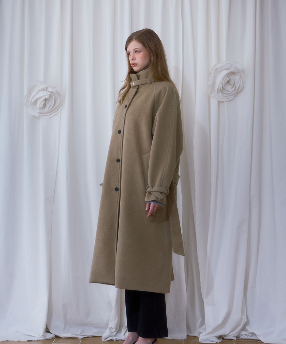 로제프란츠(ROSEFRANTZ) Half-neck Overfit Long Coat [Beige]