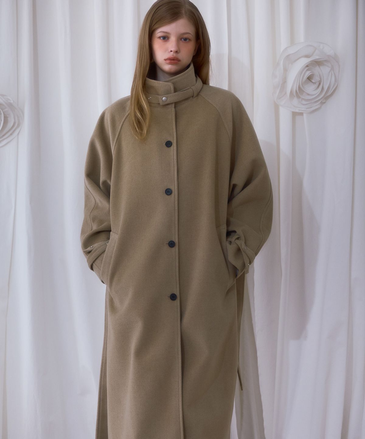 로제프란츠(ROSEFRANTZ) Half-neck Overfit Long Coat [Beige]