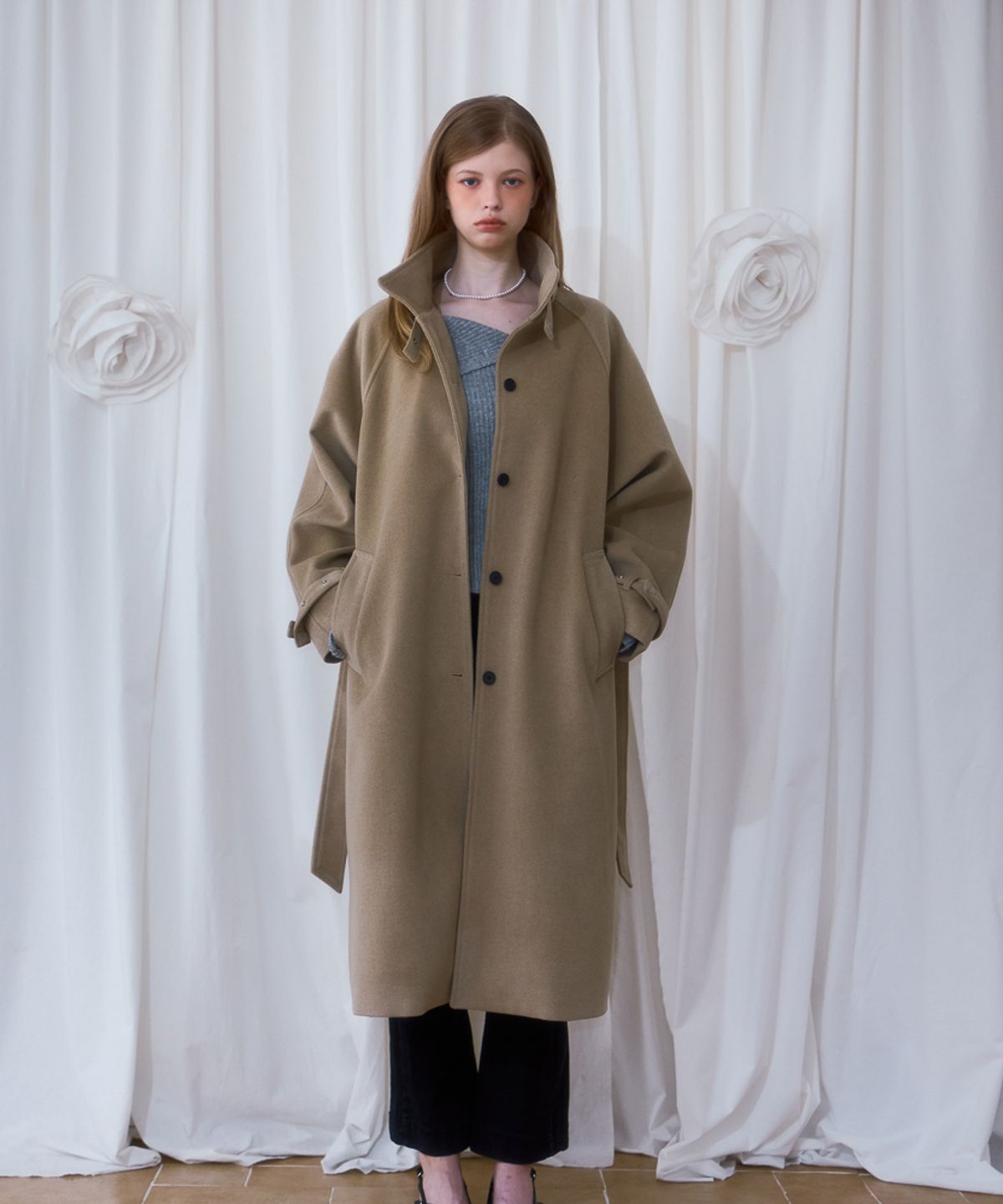 로제프란츠(ROSEFRANTZ) Half-neck Overfit Long Coat [Beige]