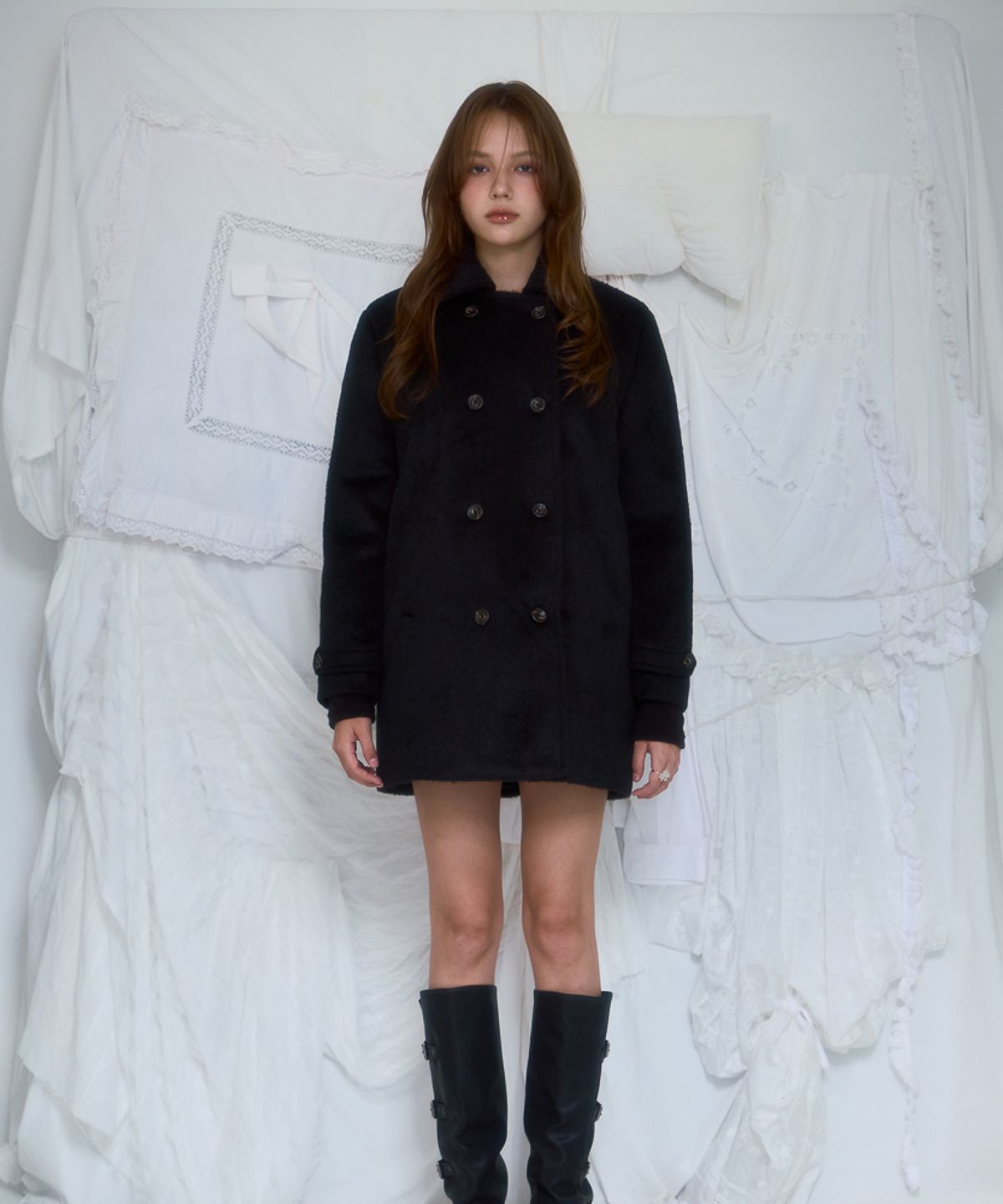 로제프란츠(ROSEFRANTZ) Two-button Wool Half Coat [Black]