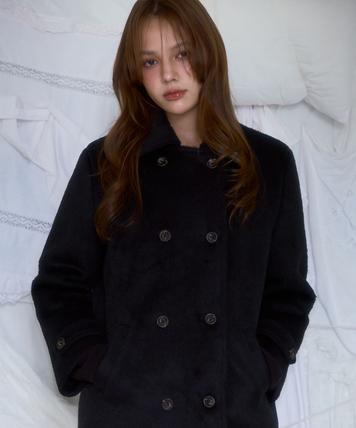 로제프란츠(ROSEFRANTZ) Two-button Wool Half Coat [Black]