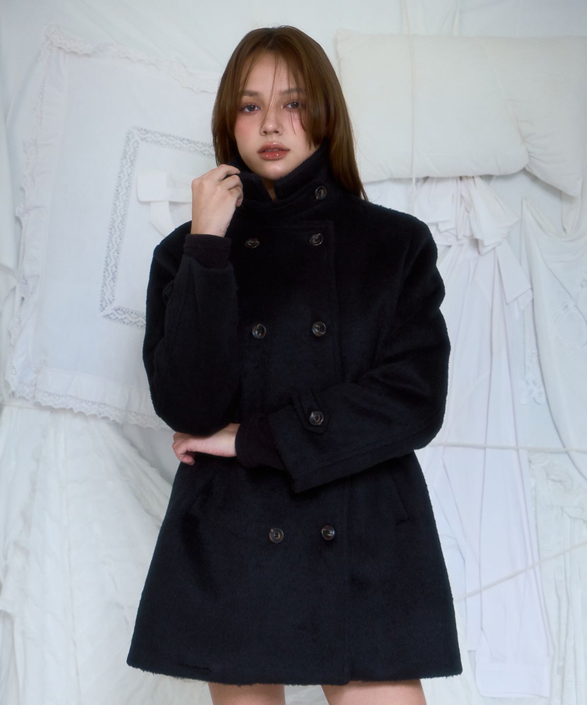로제프란츠(ROSEFRANTZ) Two-button Wool Half Coat [Black]