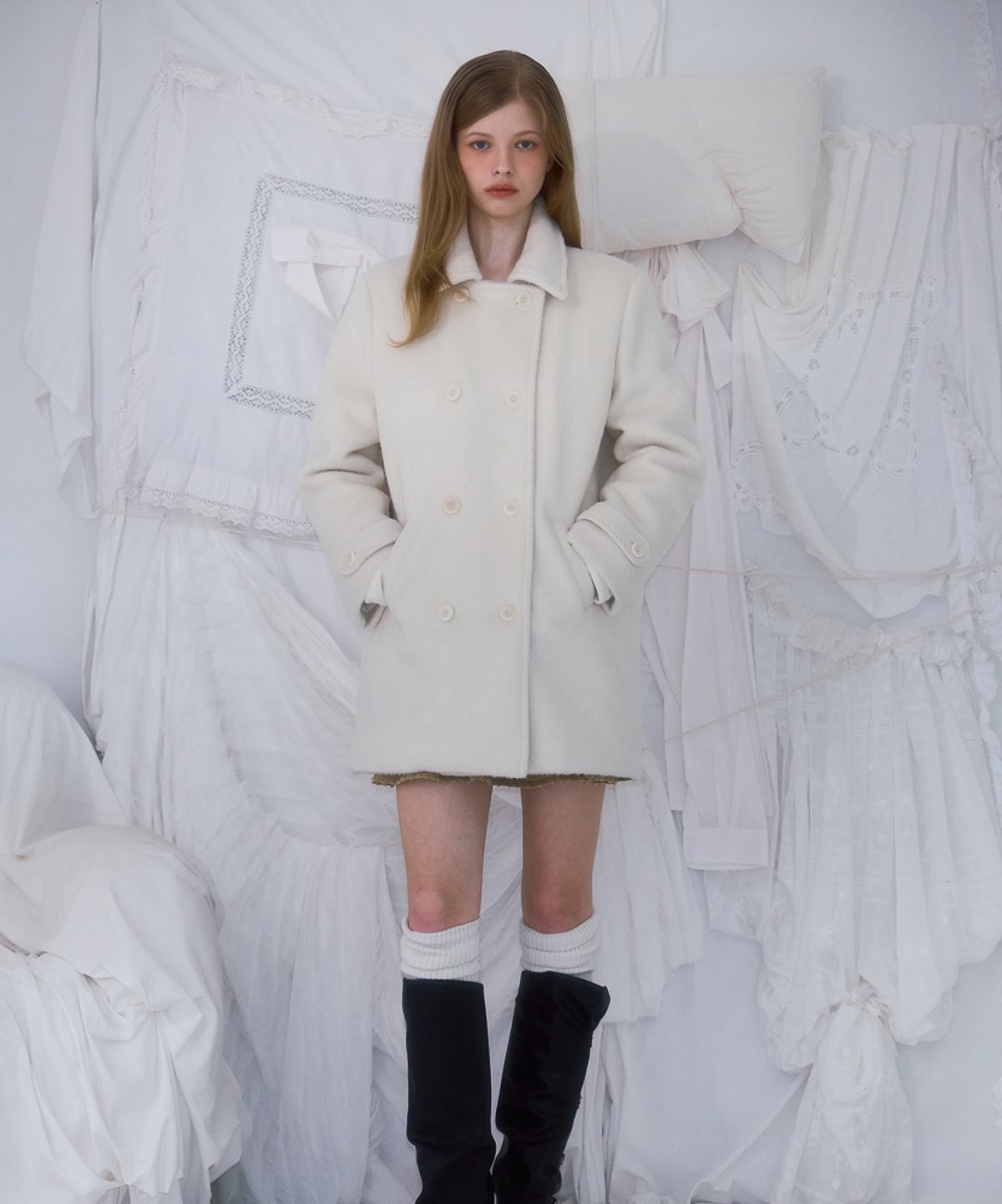 로제프란츠(ROSEFRANTZ) Two-button Wool Half Coat [Ivory]