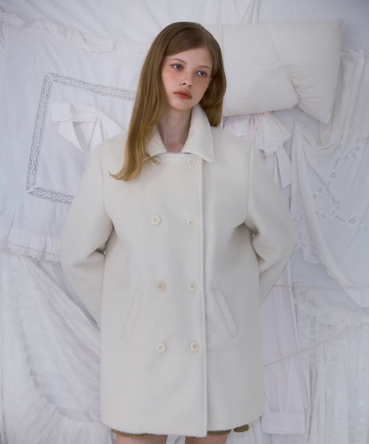 로제프란츠(ROSEFRANTZ) Two-button Wool Half Coat [Ivory]