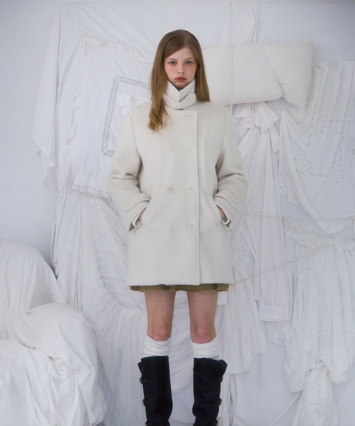 로제프란츠(ROSEFRANTZ) Two-button Wool Half Coat [Ivory]