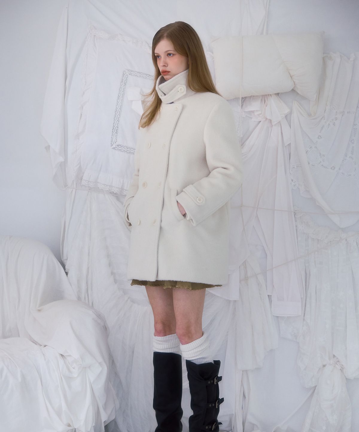 로제프란츠(ROSEFRANTZ) Two-button Wool Half Coat [Ivory]