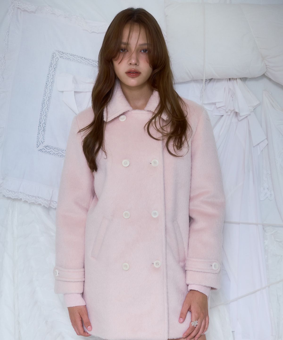 로제프란츠(ROSEFRANTZ) Two-button Wool Half Coat [Pink]