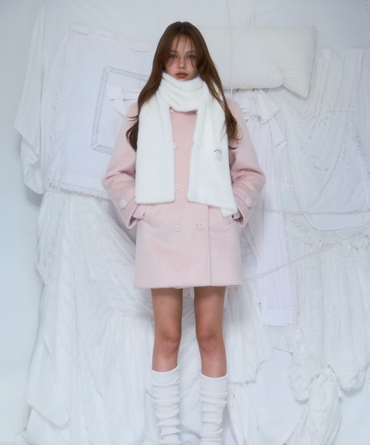 로제프란츠(ROSEFRANTZ) Two-button Wool Half Coat [Pink]