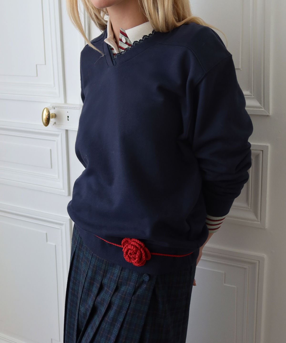 시눈(SINOON) Knit Rose Tie (Red)