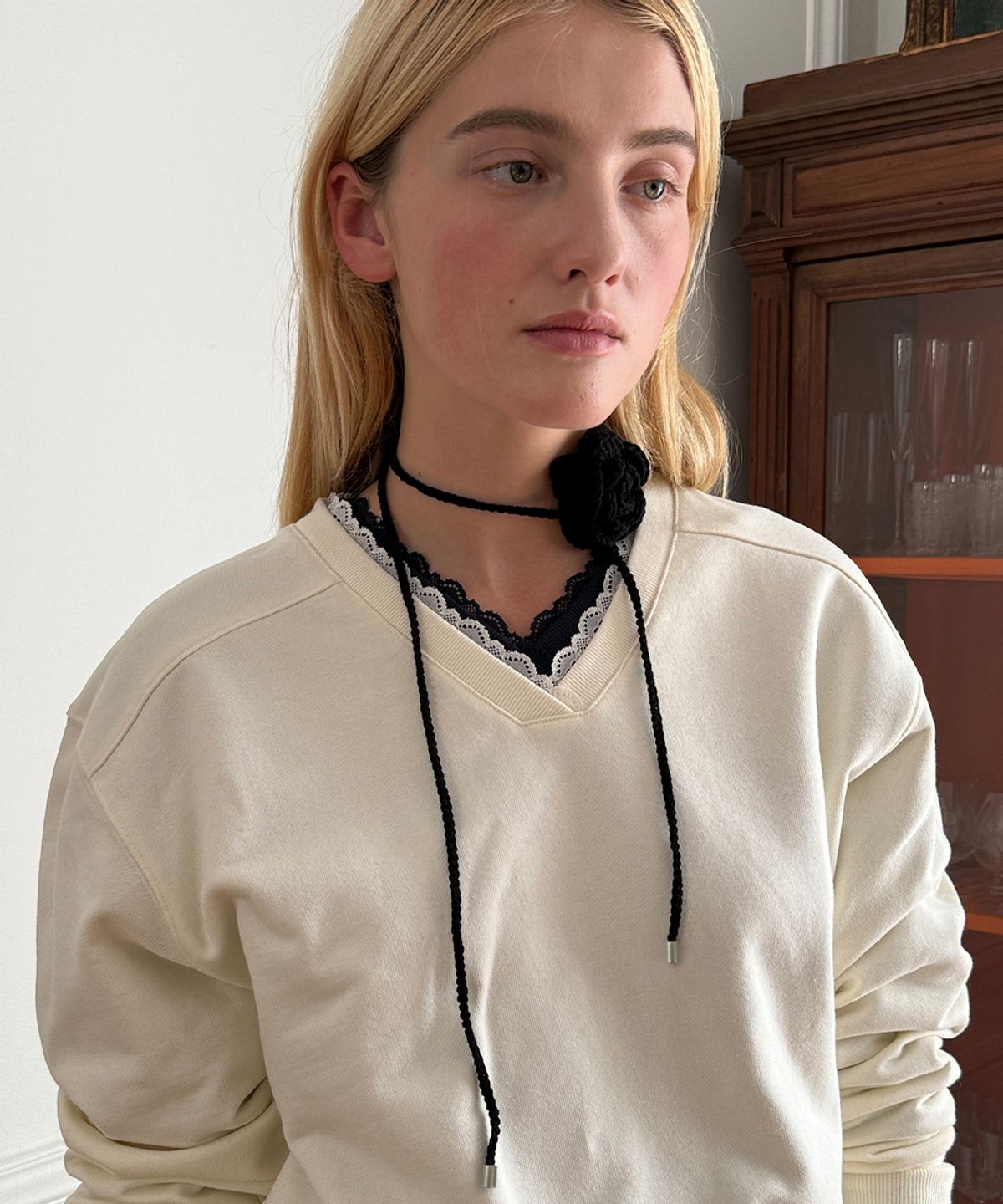 시눈(SINOON) Knit Rose Tie (Black)