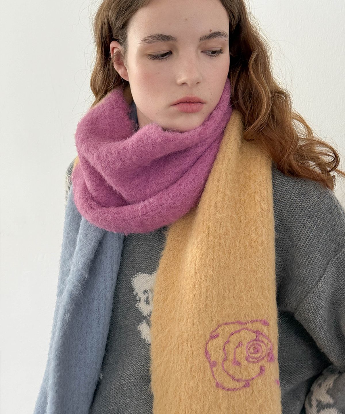 시눈(SINOON) SN Floral Candy Scarf (Purple)