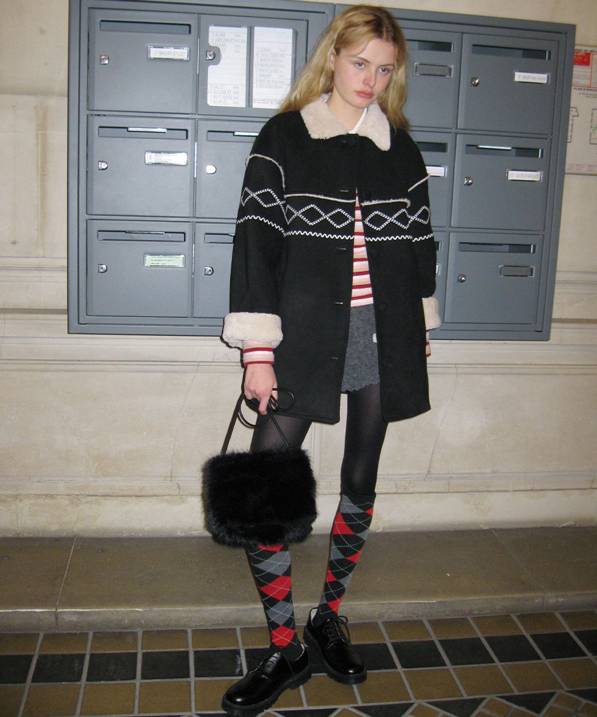 시눈(SINOON) SN Mini Fur Cross Bag (Black)