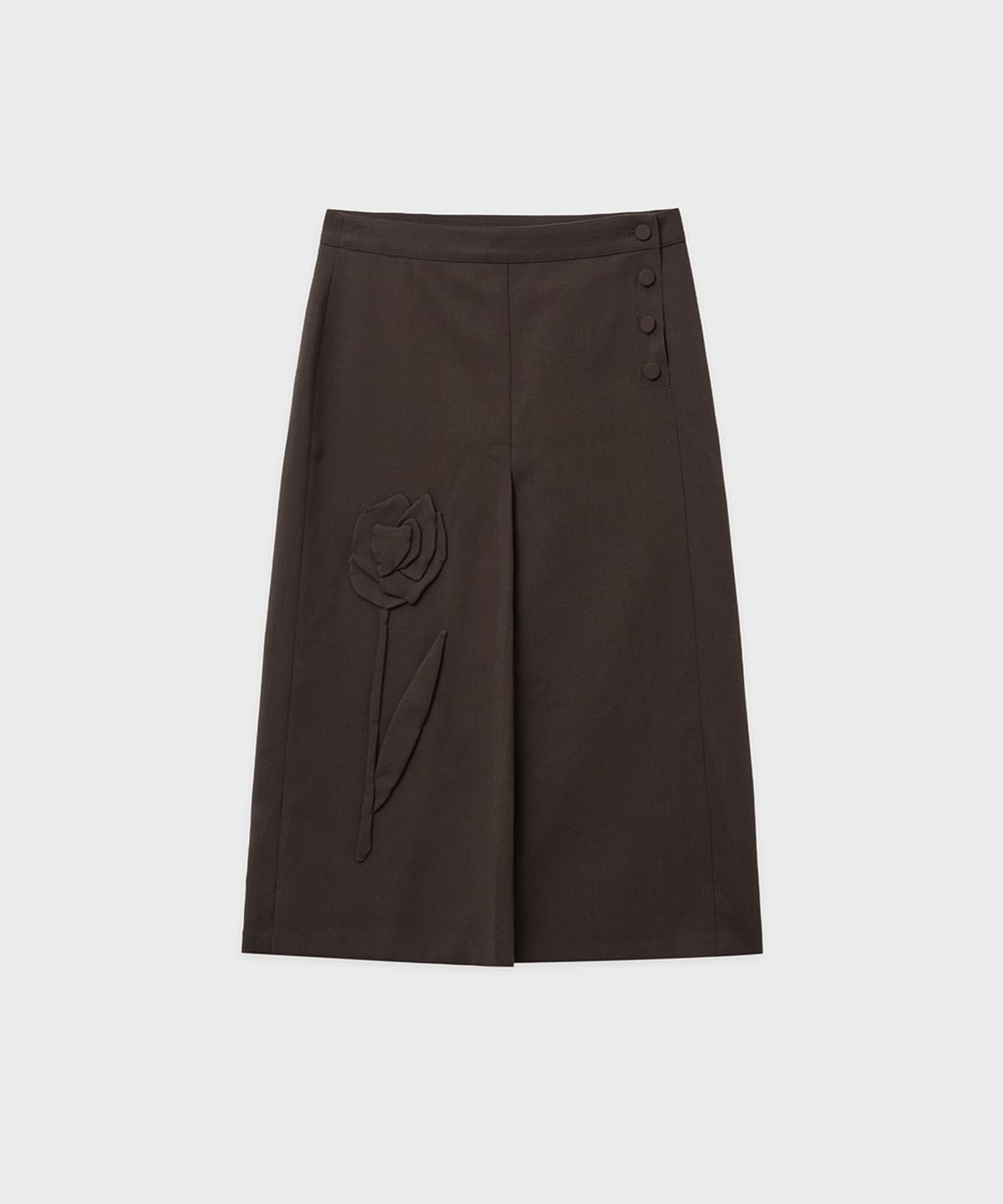 시눈(SINOON) SN Rose Applique Skirt (Brown)