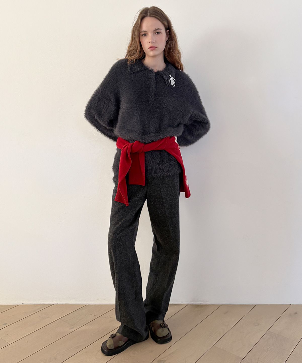 시눈(SINOON) SN Wool Blend Straight Pants (Charcoal)