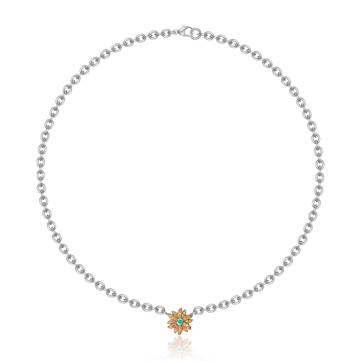 스쿠도(SCUDO) Cuore Bold Stone Chain Necklace