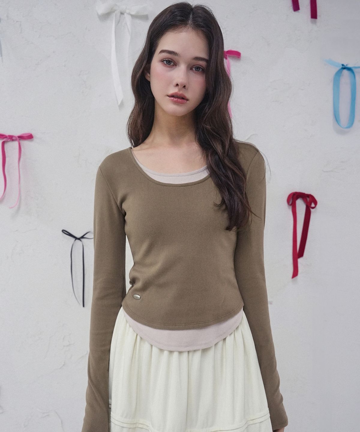 비바셔스(VIVACIOUS) Vive Fake Layered Tee_3Colors