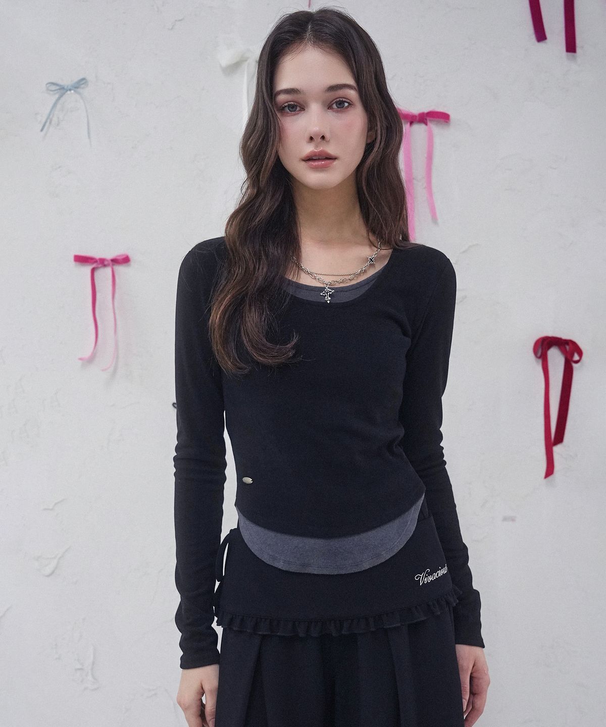 비바셔스(VIVACIOUS) Vive Fake Layered Tee_3Colors