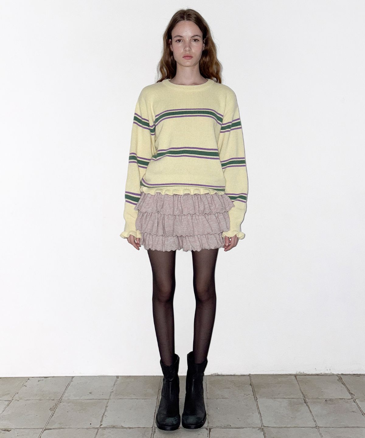 시눈(SINOON) SN Ruffle Knit Pants (Candy)